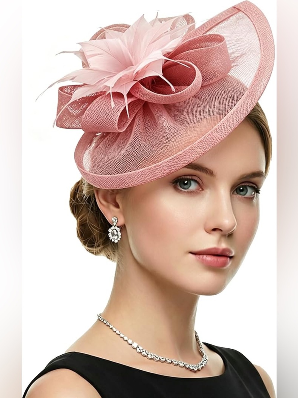 Soft Pink Fascinator Hat with Floral Detail Tea Party, Kentucky derby, Wedding